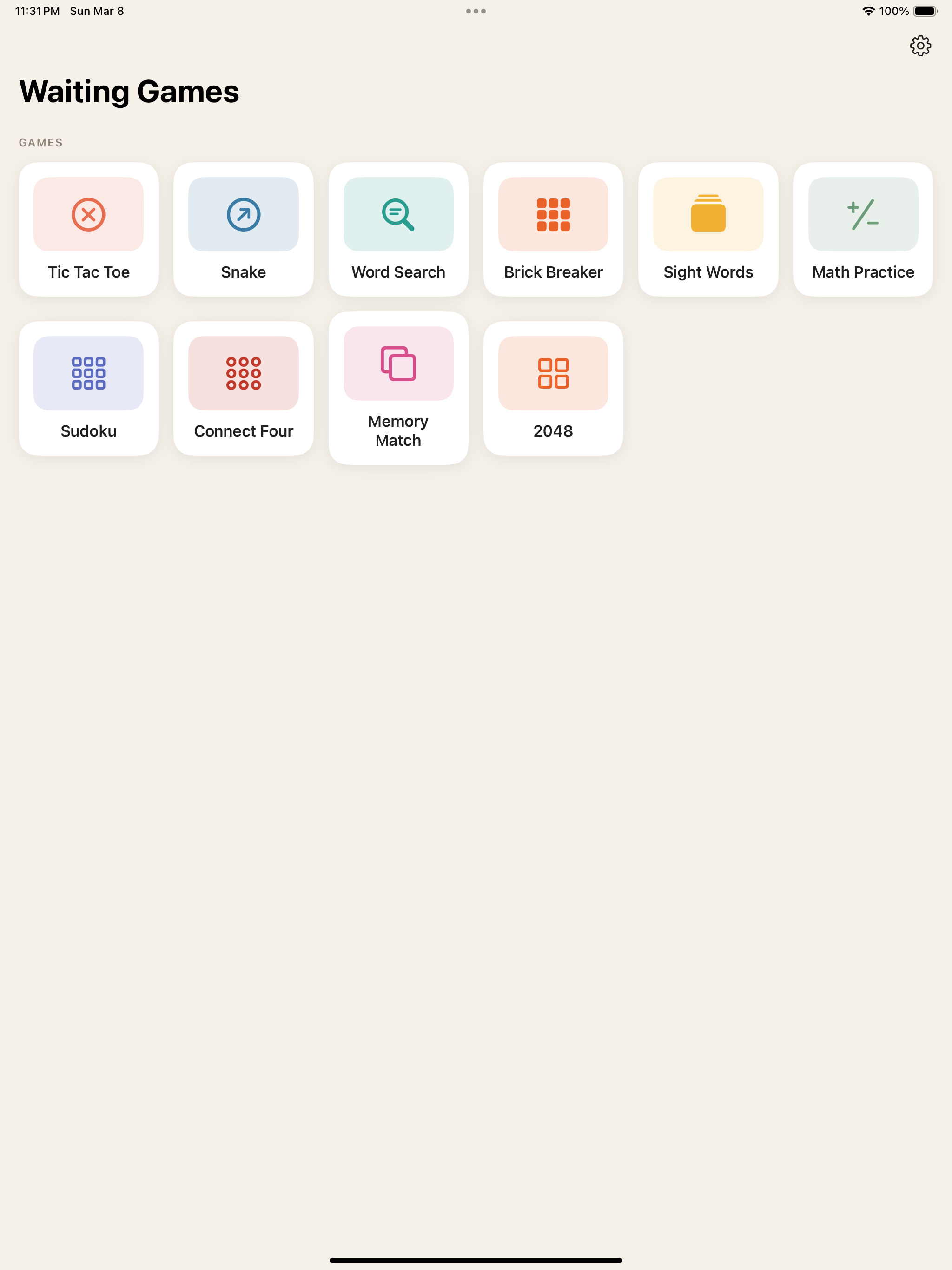 Home screen — iPad
